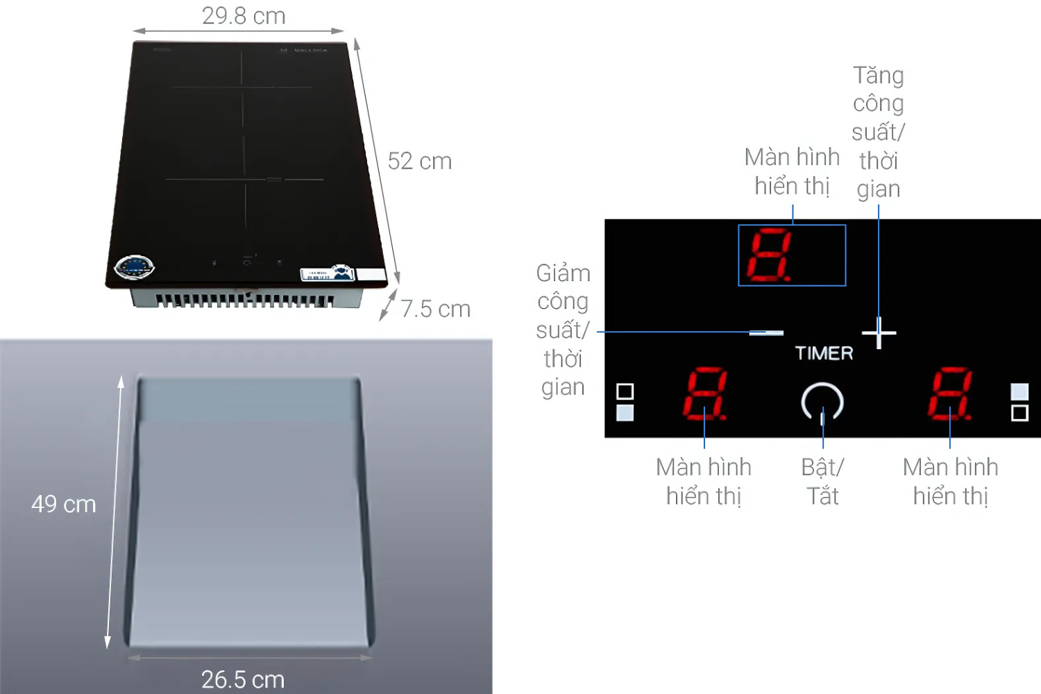 Bếp Từ Đôi Domino Malloca MDI 302