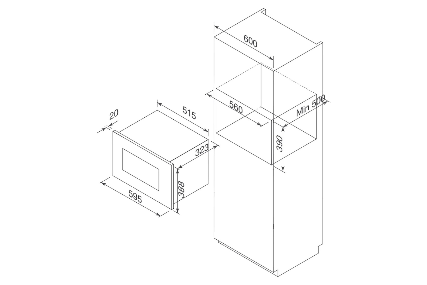 Lò Vi Sóng Có Nướng Malloca MW-820B | Lắp Âm 20 Lít
