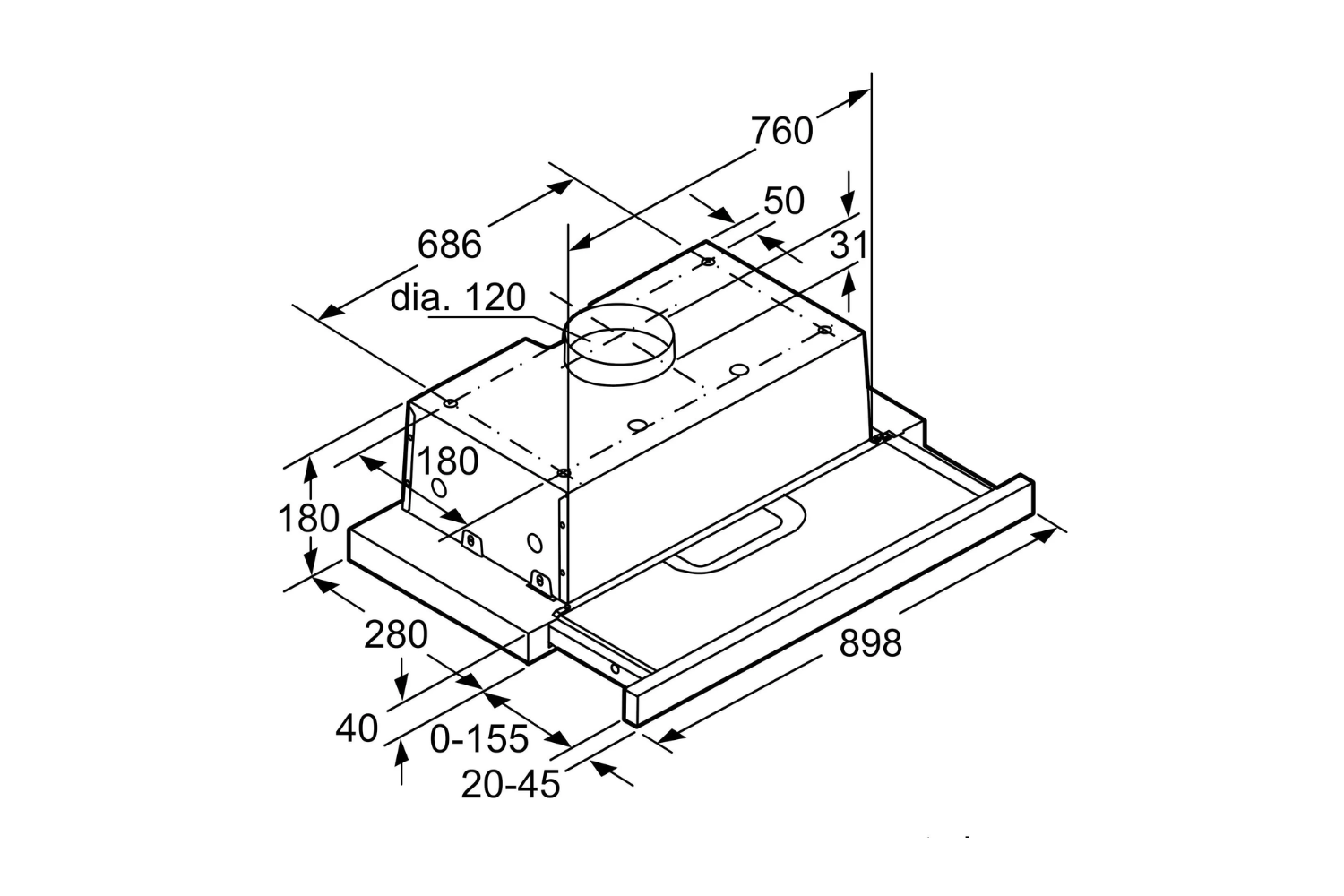 Máy Hút Mùi Âm Tủ Bosch DHI923GSG Series 4