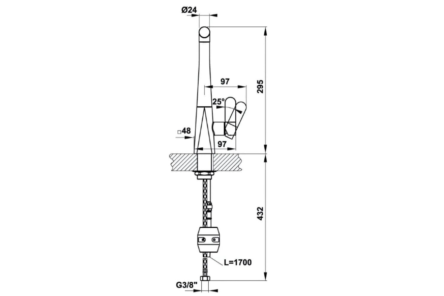 Vòi Rửa Bát Nóng Lạnh Dây Rút Hafele Hydros HT20-CH1P259 (570.82.210) | Đồng Thau Mạ Chrome