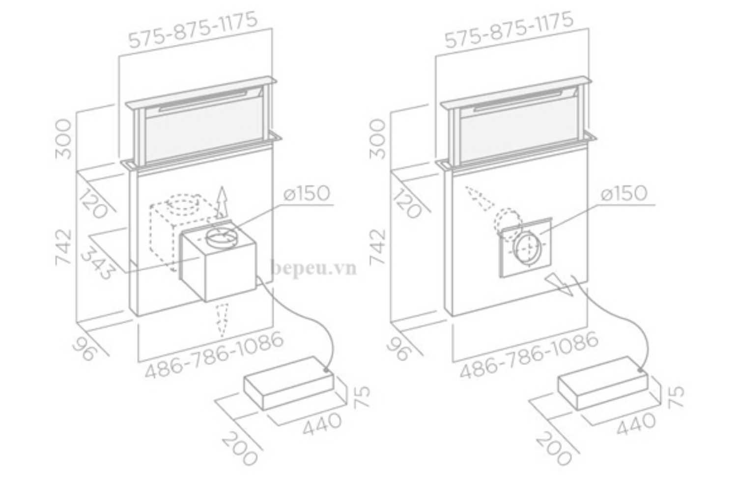 Máy hút mùi âm bàn Hafele HH-TVG90A | 539.81.065