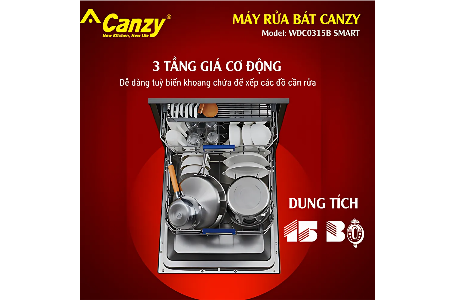 Máy Rửa Bát Độc Lập/Lắp Âm Canzy CZ WDC0315B SMART