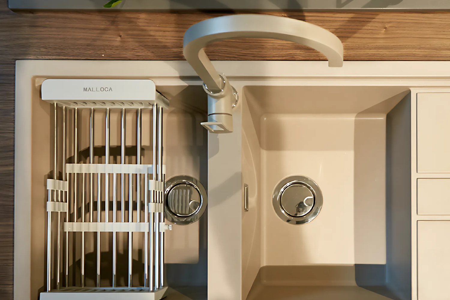 Chậu Rửa Bát 2 Hố Bằng Đá Granite Malloca BIANCO K-50062 | Màu Kem