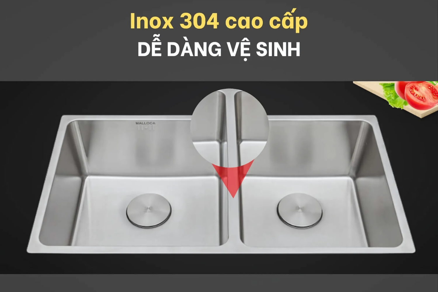 Chậu Rửa Bát 2 Hố Inox 304 Malloca MS 6081