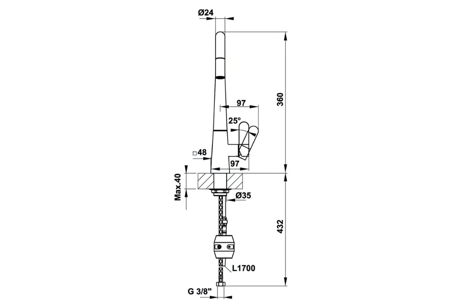 Vòi Rửa Bát Nóng Lạnh Dây Rút Hafele HT20-CH1P241 (570.82.220) | Đồng thau mạ Chrome