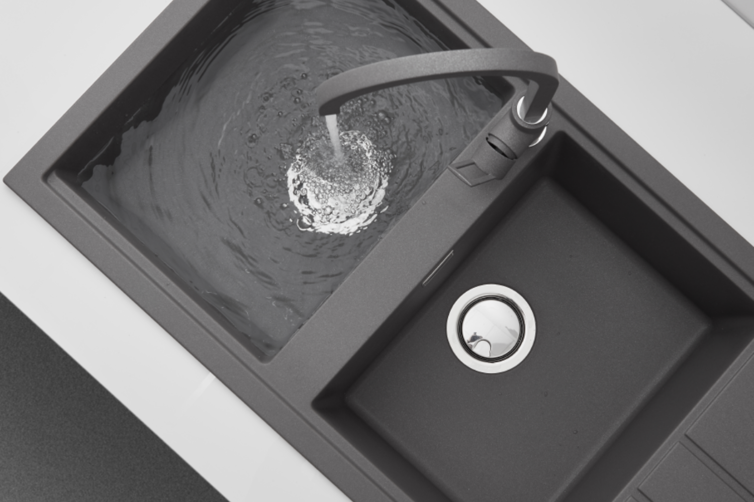 Chậu Rửa Bát 2 Hố Bằng Đá Granite Malloca TITANIUM K-50073 | Màu Xám