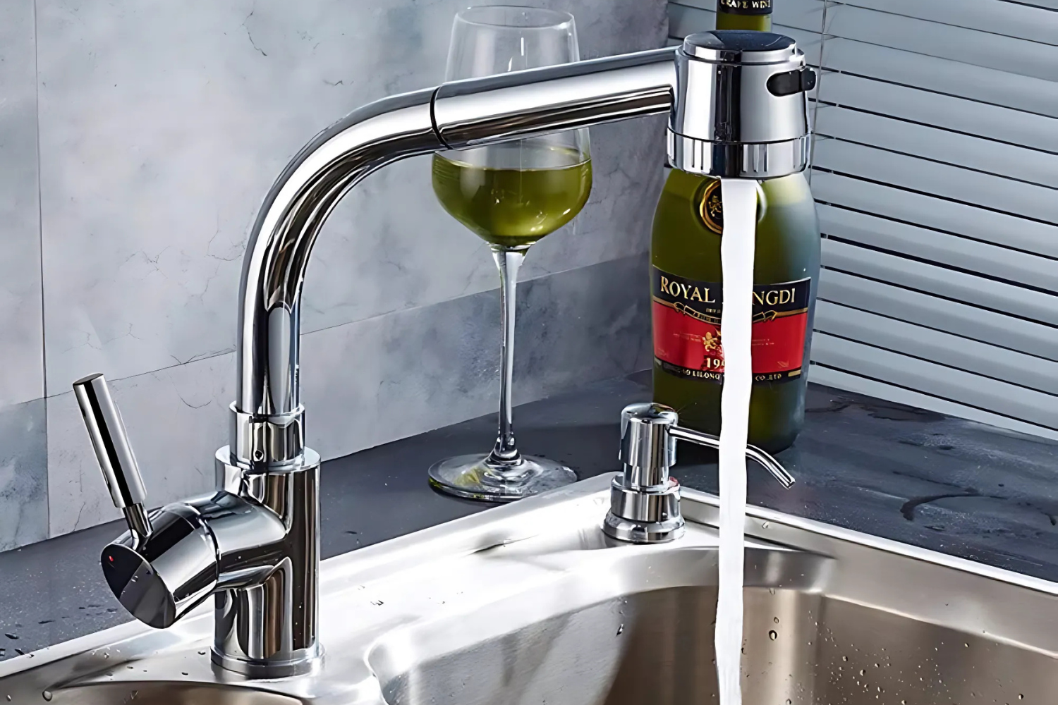 Vòi Rửa Bát Nóng Lạnh Dây Rút Eurosun SKYLAND S-K028R | Đồng thau mạ Chrome