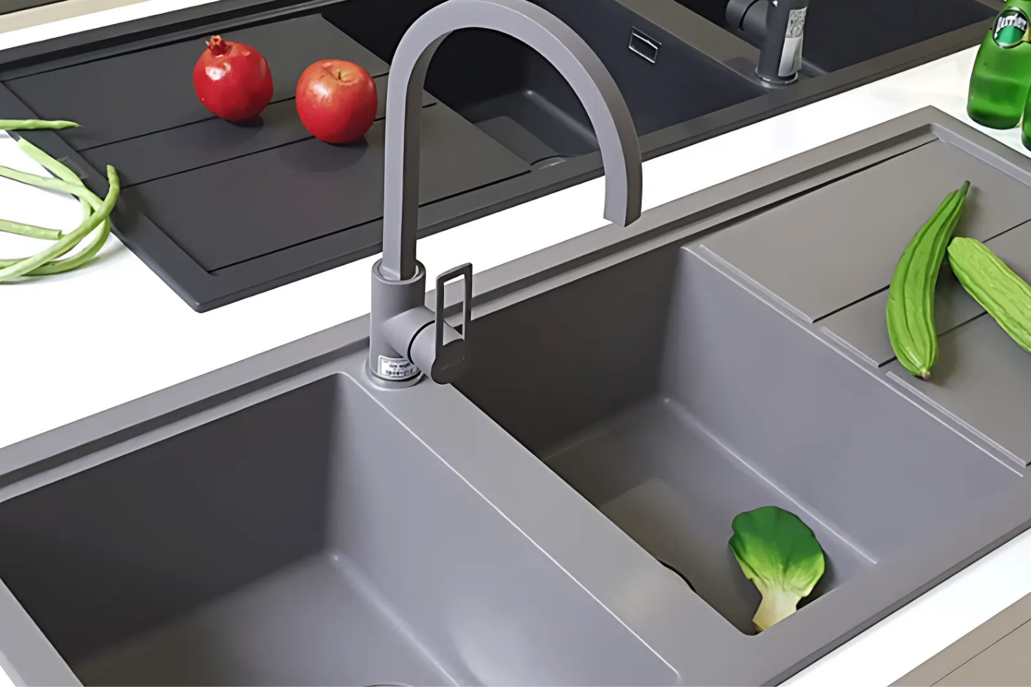 Vòi Rửa Bát Nóng Lạnh Malloca MF-073 | Đồng Thau Sơn Giả Đá, Màu Xám