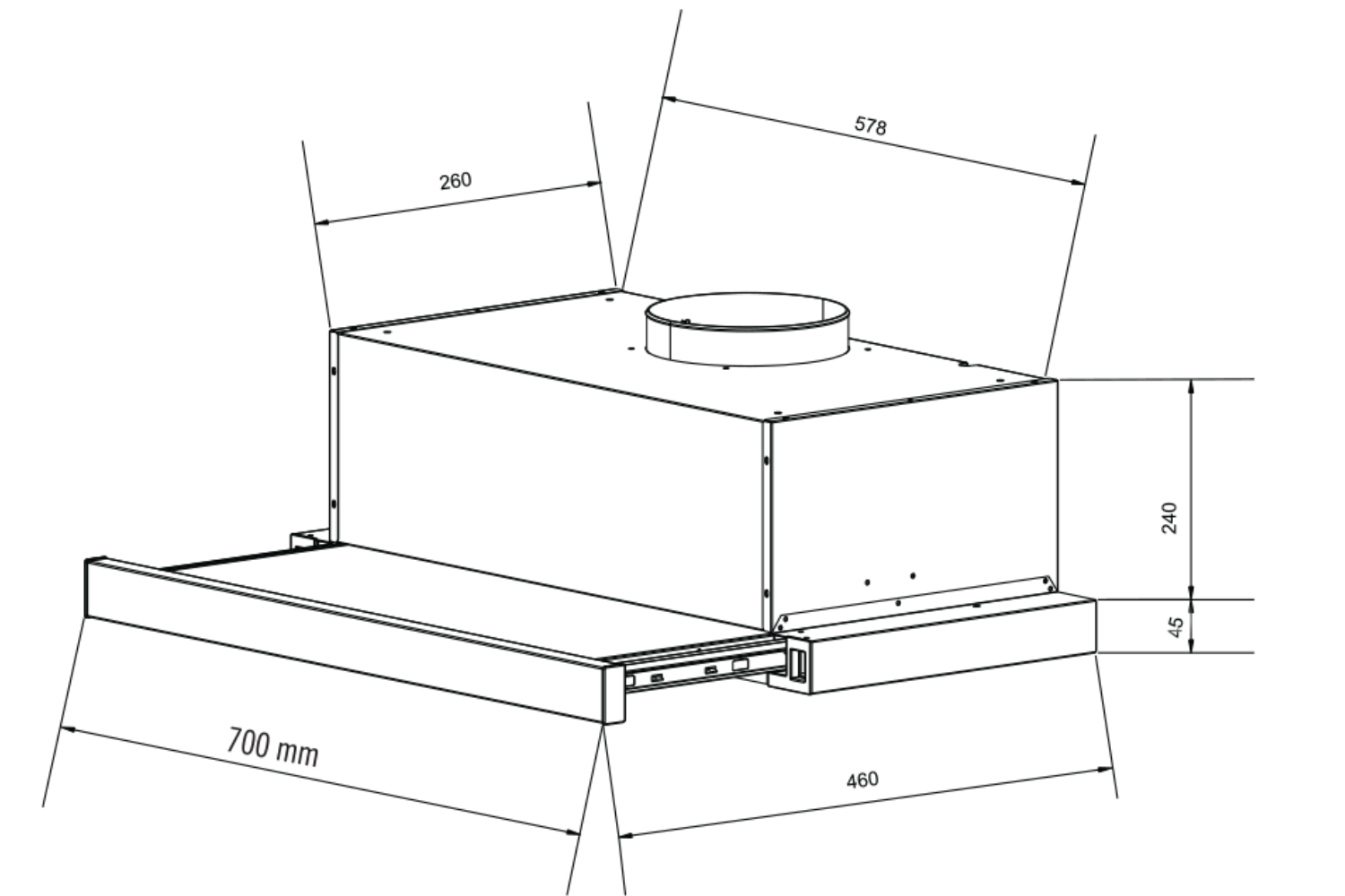 Máy hút mùi âm tủ Eurosun EH-70AF86W | Trắng (70cm)