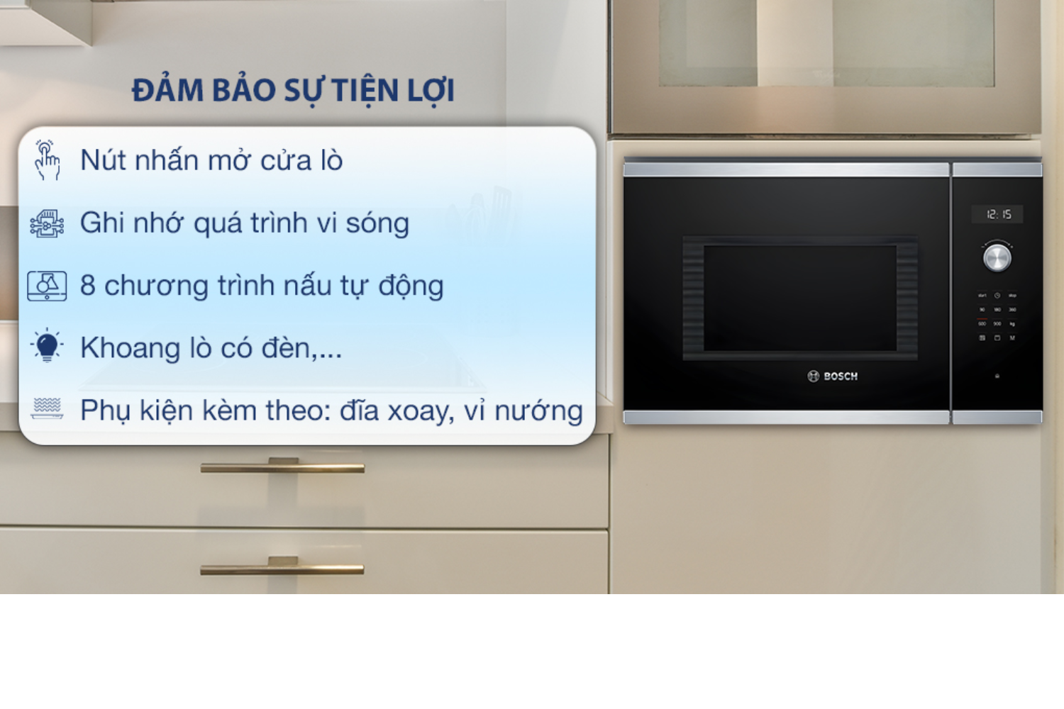 Lò Vi Sóng Có Nướng Bosch BEL554MS0B Series 6 | Lắp Âm 25 Lít