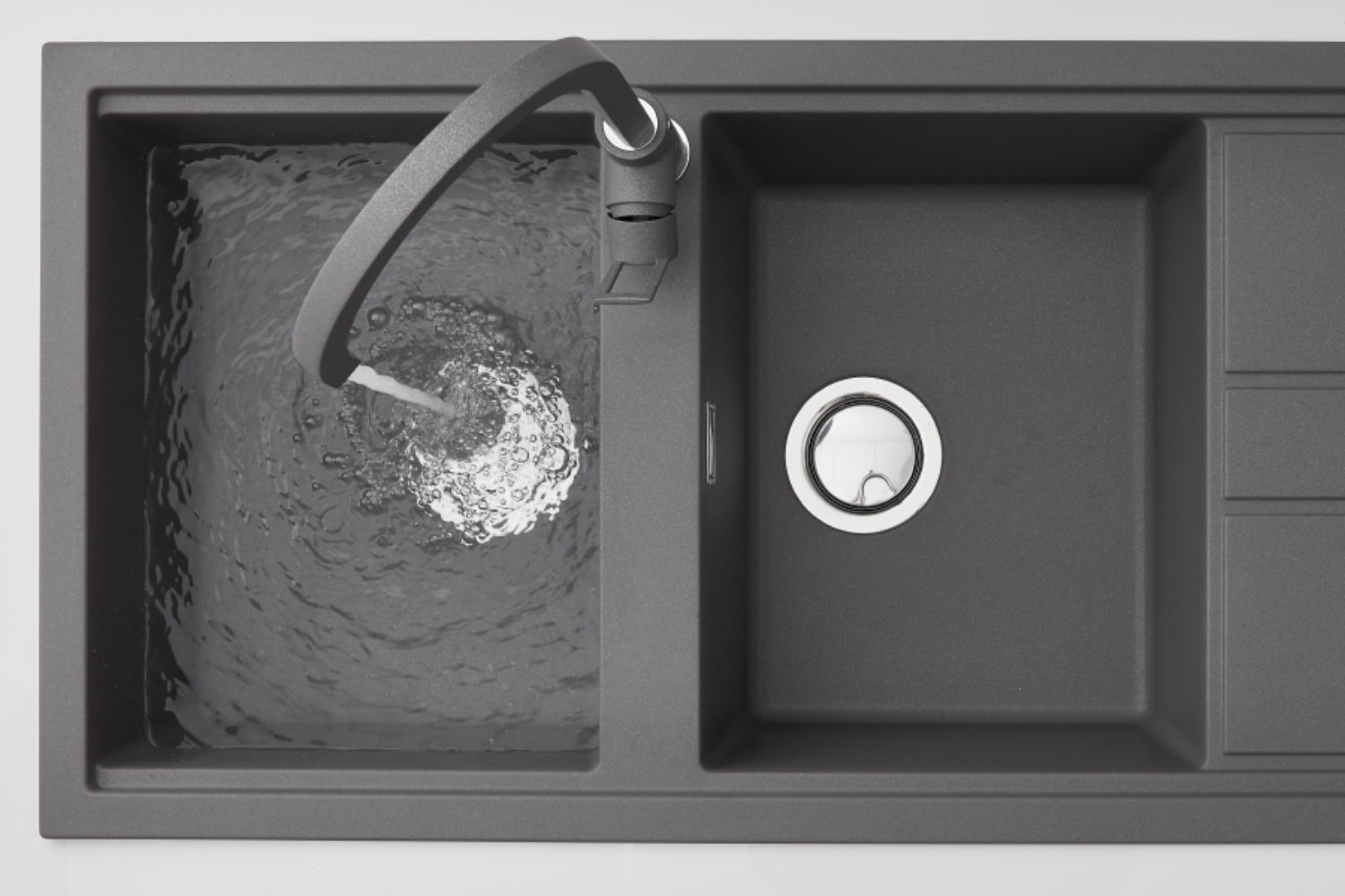 Chậu Rửa Bát 2 Hố Bằng Đá Granite Malloca TITANIUM K-50073 | Màu Xám