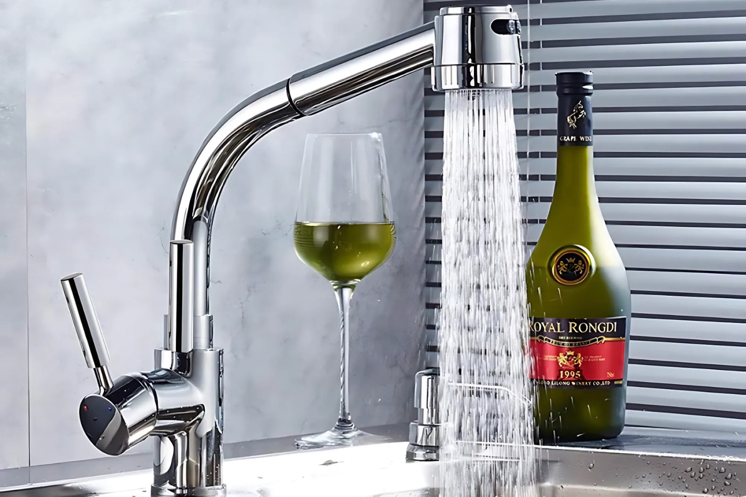 Vòi Rửa Bát Nóng Lạnh Dây Rút Eurosun SKYLAND S-K028R | Đồng thau mạ Chrome