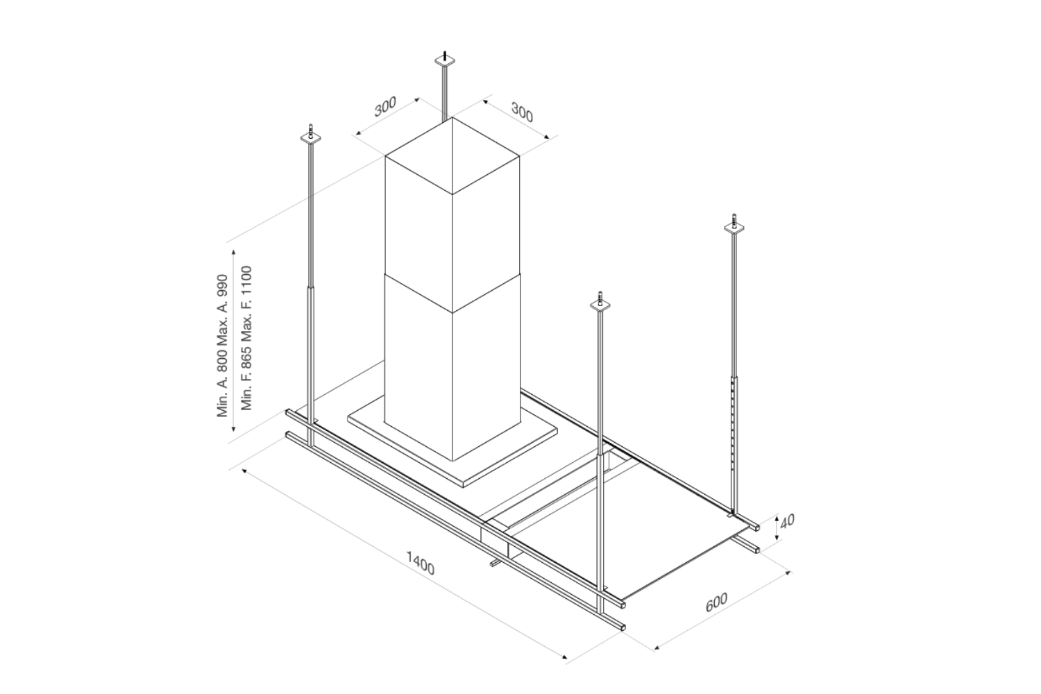 Máy hút mùi đảo Malloca INDUST K140B