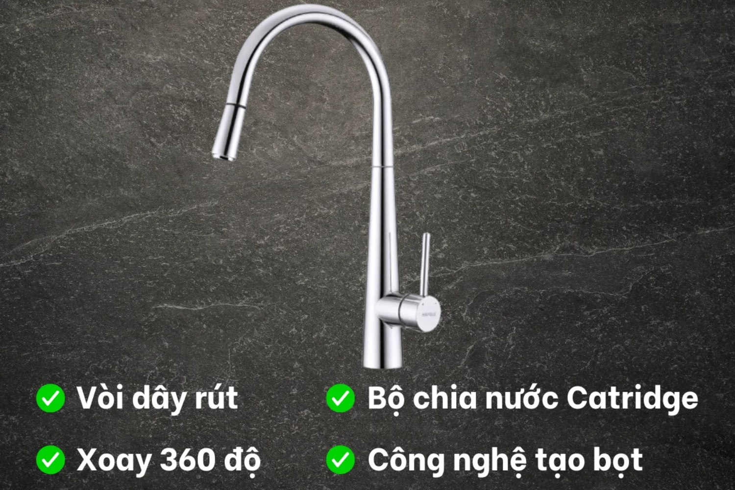 Vòi Rửa Chén Nóng Lạnh Dây Rút Hafele HT21-CH1P245 (577.55.220) | Đồng Thau Mạ Chrome