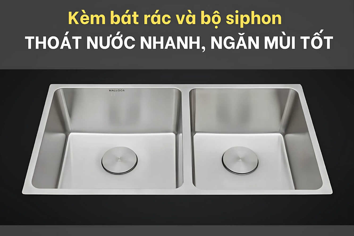Chậu Rửa Bát 2 Hố Inox 304 Malloca MS 6081