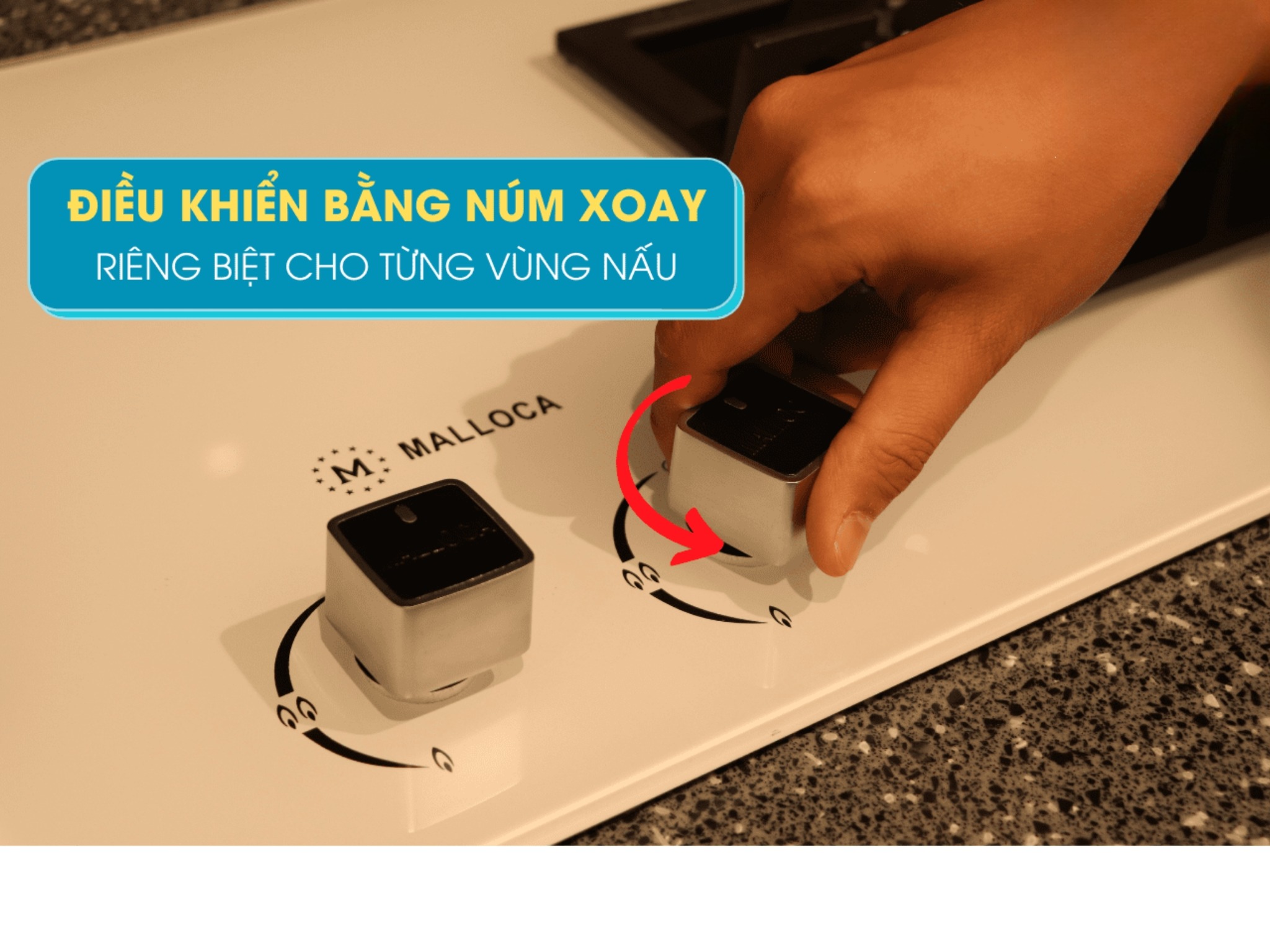 Bếp Gas Malloca AS 9502W (Màu Trắng) - Bếp Âm 02 Vùng Nấu