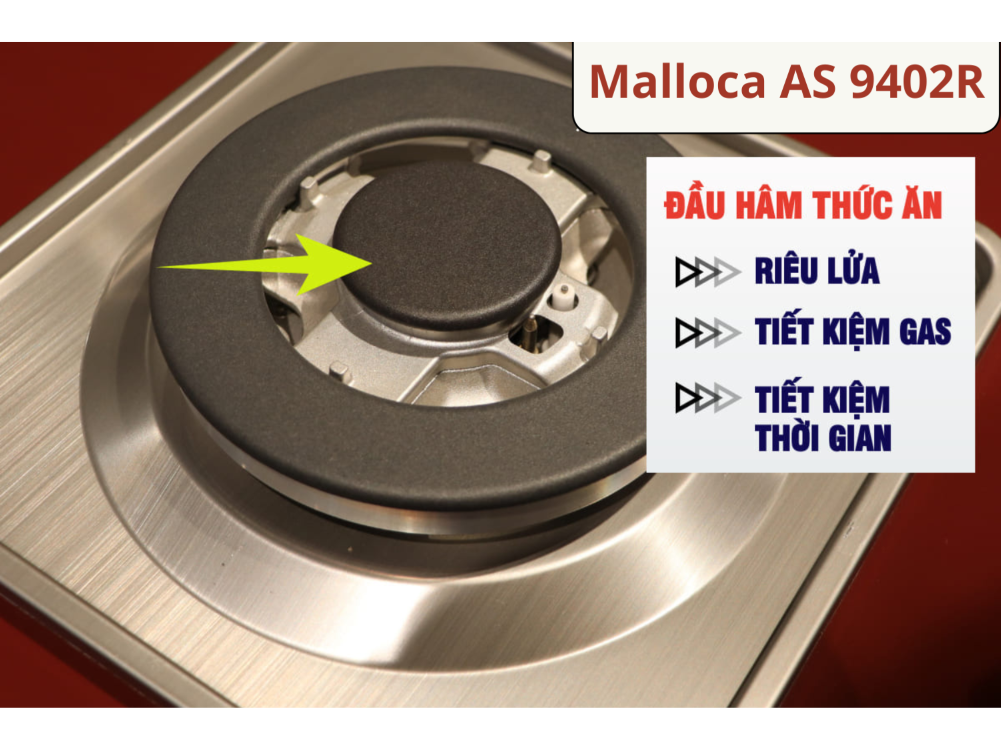 Bếp Gas Đôi Malloca AS 9402R (Màu Đỏ)  - Bếp Âm 02 Vùng Nấu