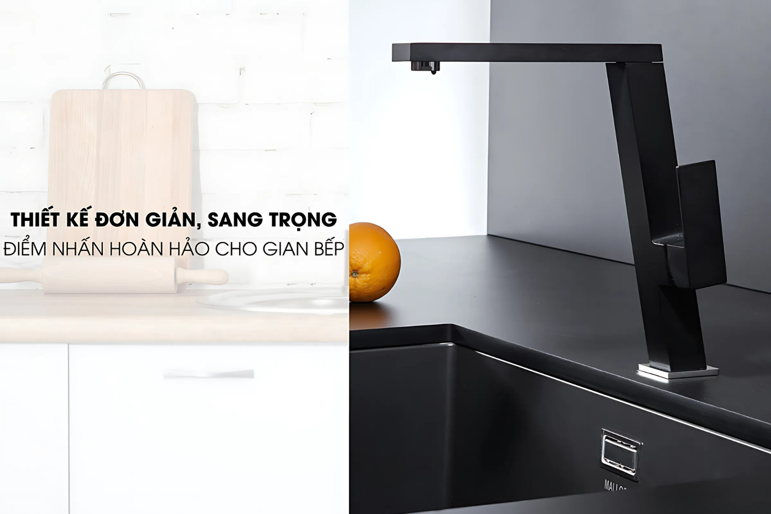 Vòi Rửa Bát Nóng Lạnh Malloca K131BL | Đồng Thau Sơn Giả Đá, Màu Đen
