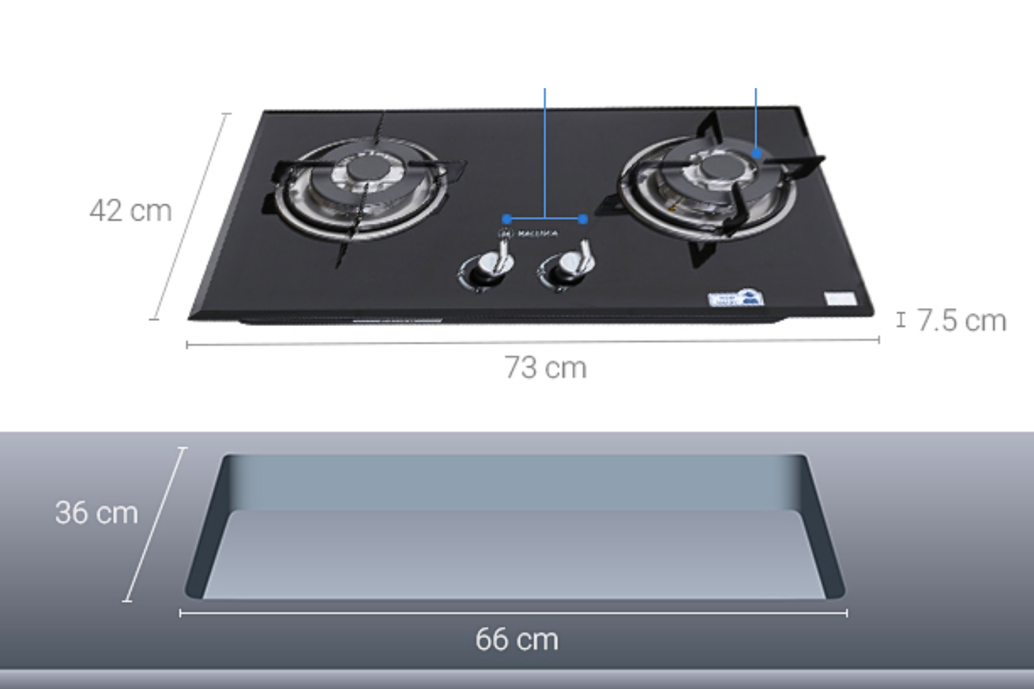 Bếp Gas Đôi Malloca GHG 732A - Bếp Âm 02 Vùng Nấu