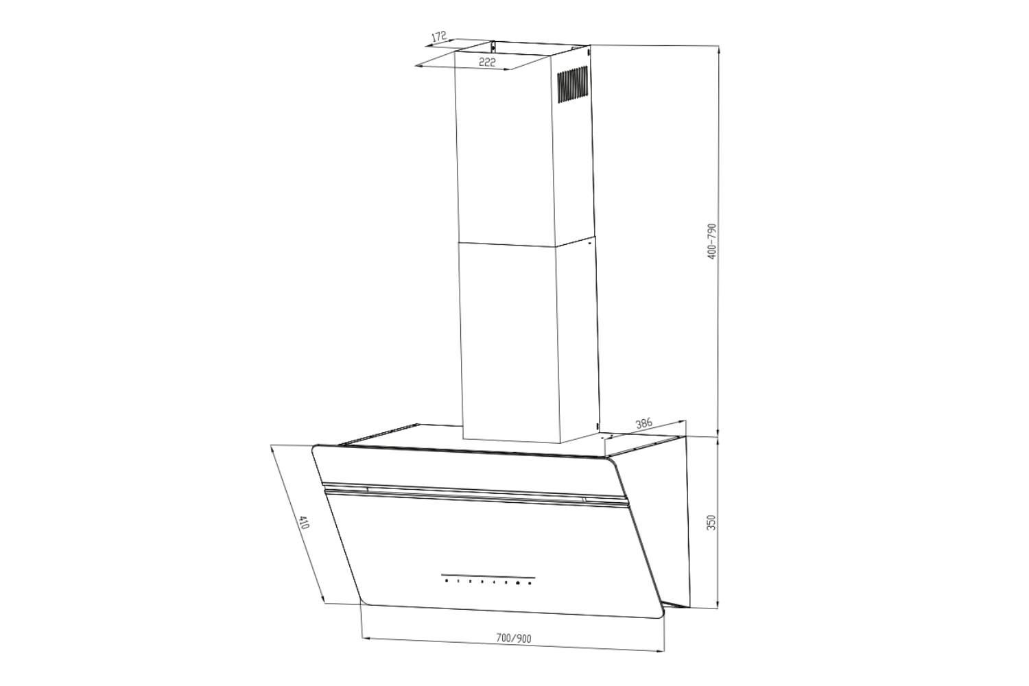 Máy hút mùi gắn tường vát nghiêng Eurosun EH-90CN73 | 90cm