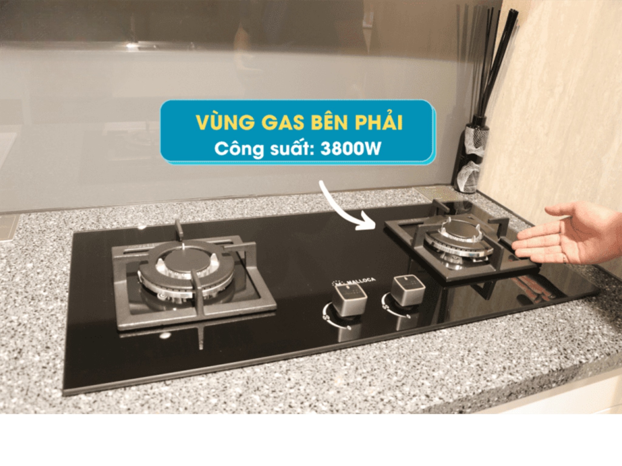 Bếp Gas Đôi Malloca AS 9502B (Màu Đen) - Bếp Lắp Âm 02 Vùng Nấu