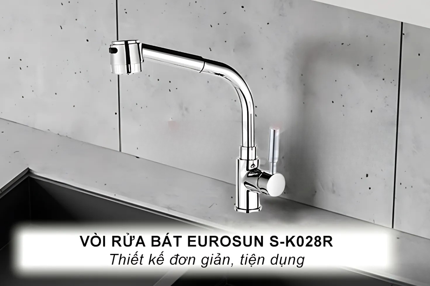 Vòi Rửa Bát Nóng Lạnh Dây Rút Eurosun SKYLAND S-K028R | Đồng thau mạ Chrome