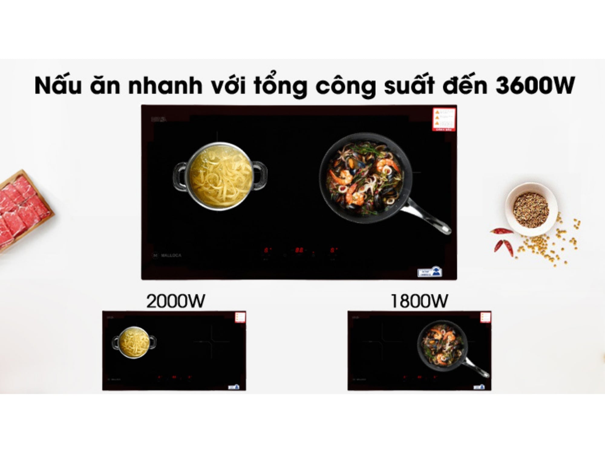 Bếp Từ Đôi Malloca MH-02I N | Lắp Âm 02 Vùng Nấu