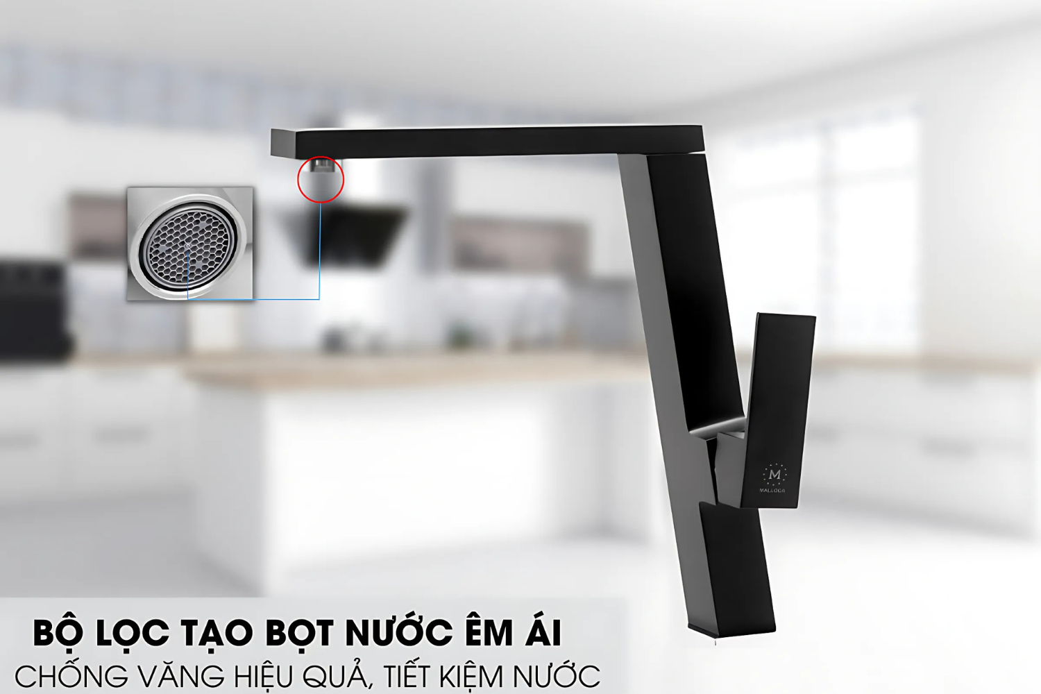Vòi Rửa Bát Nóng Lạnh Malloca K131BL | Đồng Thau Sơn Giả Đá, Màu Đen