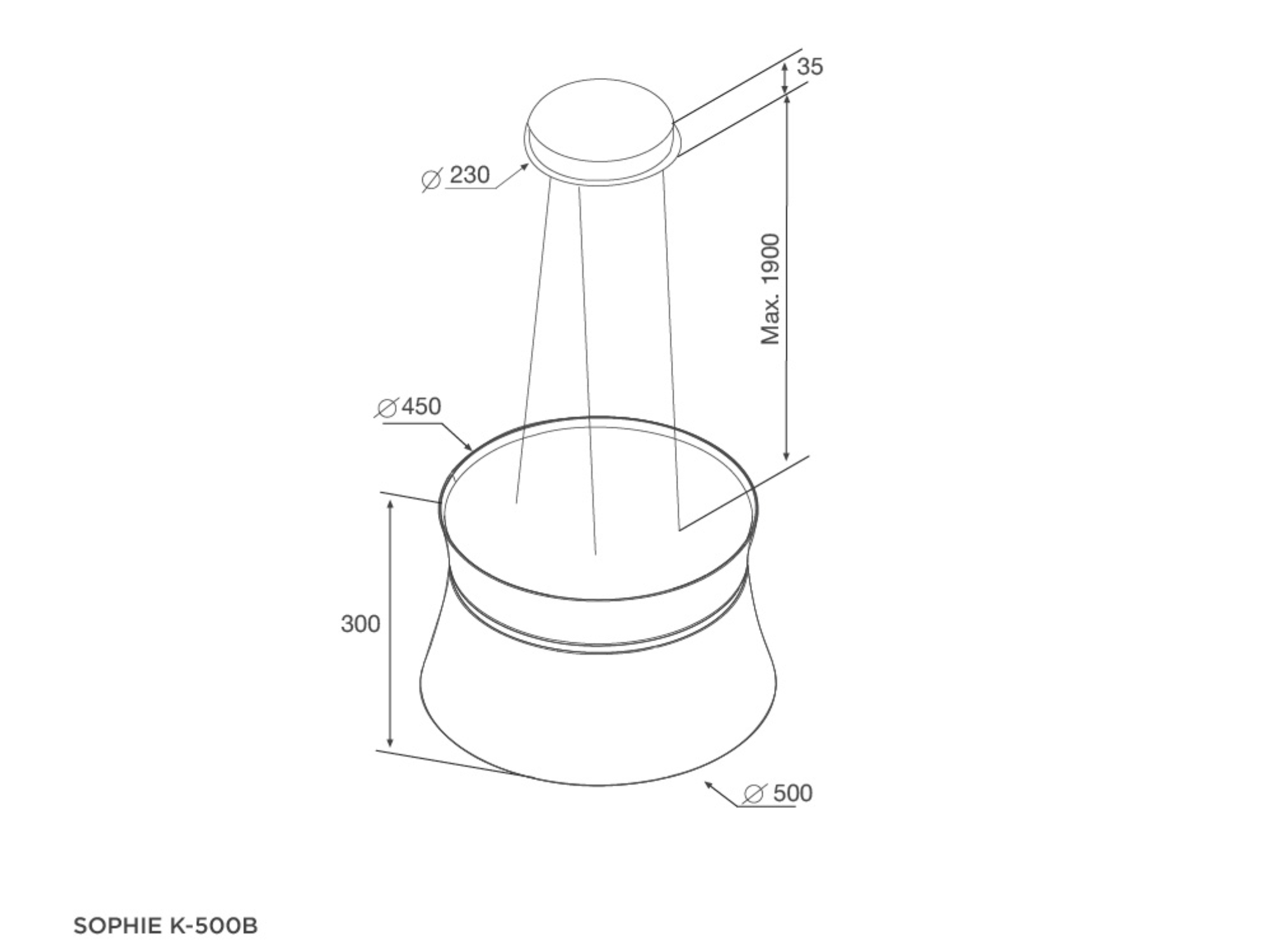 Máy hút mùi đảo Malloca SOPHIE K-500B