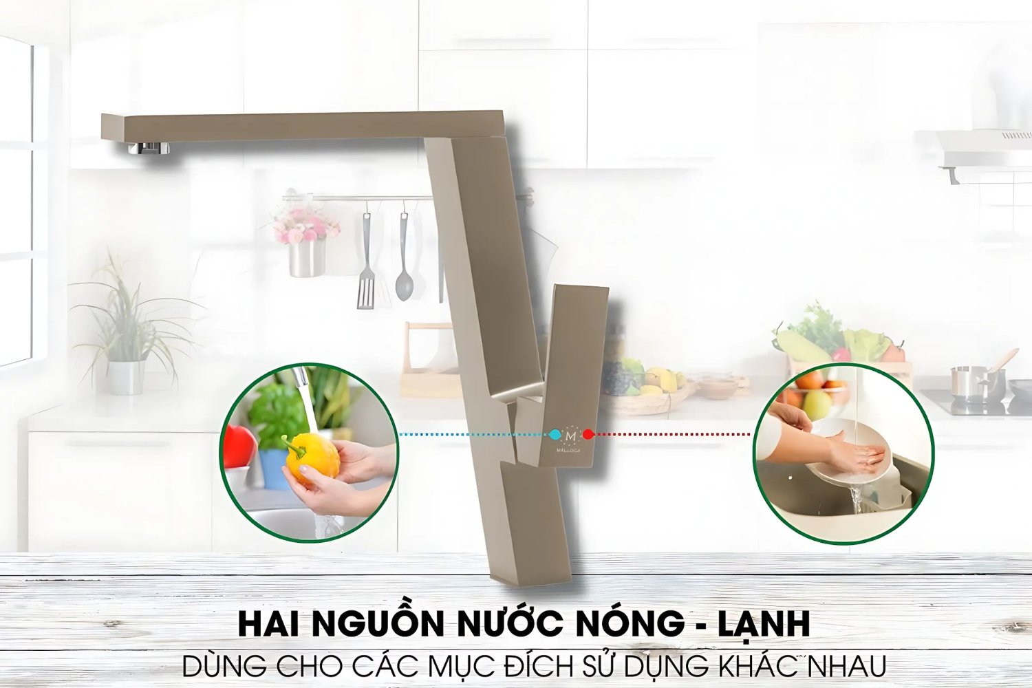 Vòi Rửa Bát Nóng Lạnh Malloca K131BR | Đồng Thau Sơn Giả Đá, Màu Đất