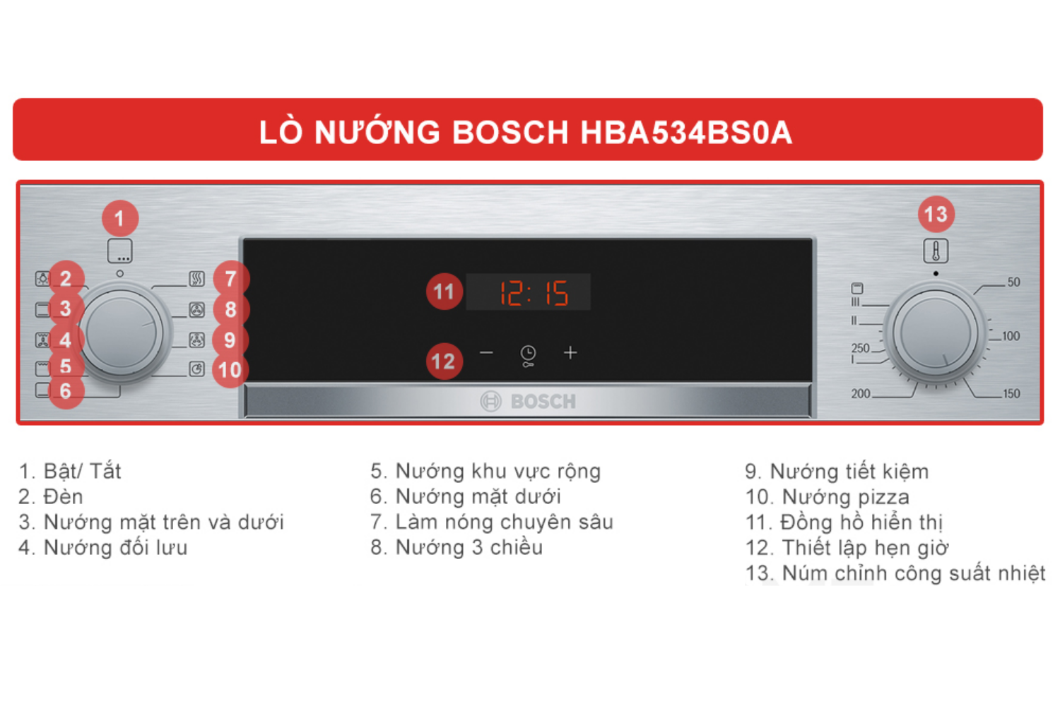 Lò Nướng Bosch HBA534BS0A Series 4 | Lắp Âm 71 Lít