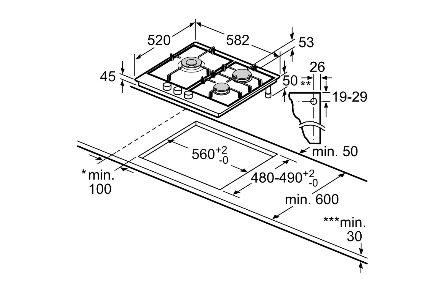 Bếp Gas Bosch PCC615B90E - Bếp Âm 03 Vúng Nấu
