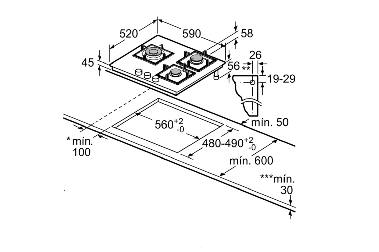 Bếp Gas Bosch PPC6A6B20 - Bếp Âm 03 Vùng Nấu