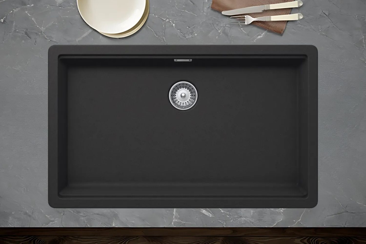Chậu Rửa Bát 1 Hố Bằng Đá Granstone Hafele HS20-GEN1S80 (570.30.300) | Màu Đen