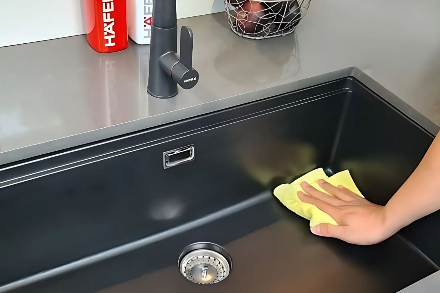 Chậu Rửa Bát 1 Hố Bằng Đá Granstone Hafele HS20-GEN1S80 (570.30.300) | Màu Đen