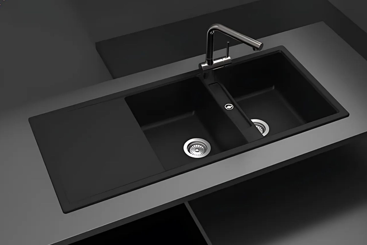 Chậu Rửa Bát 2 Hố Bằng Đá Granite Hafele HS20-GKD2S80 (570.33.330) | Màu Đen