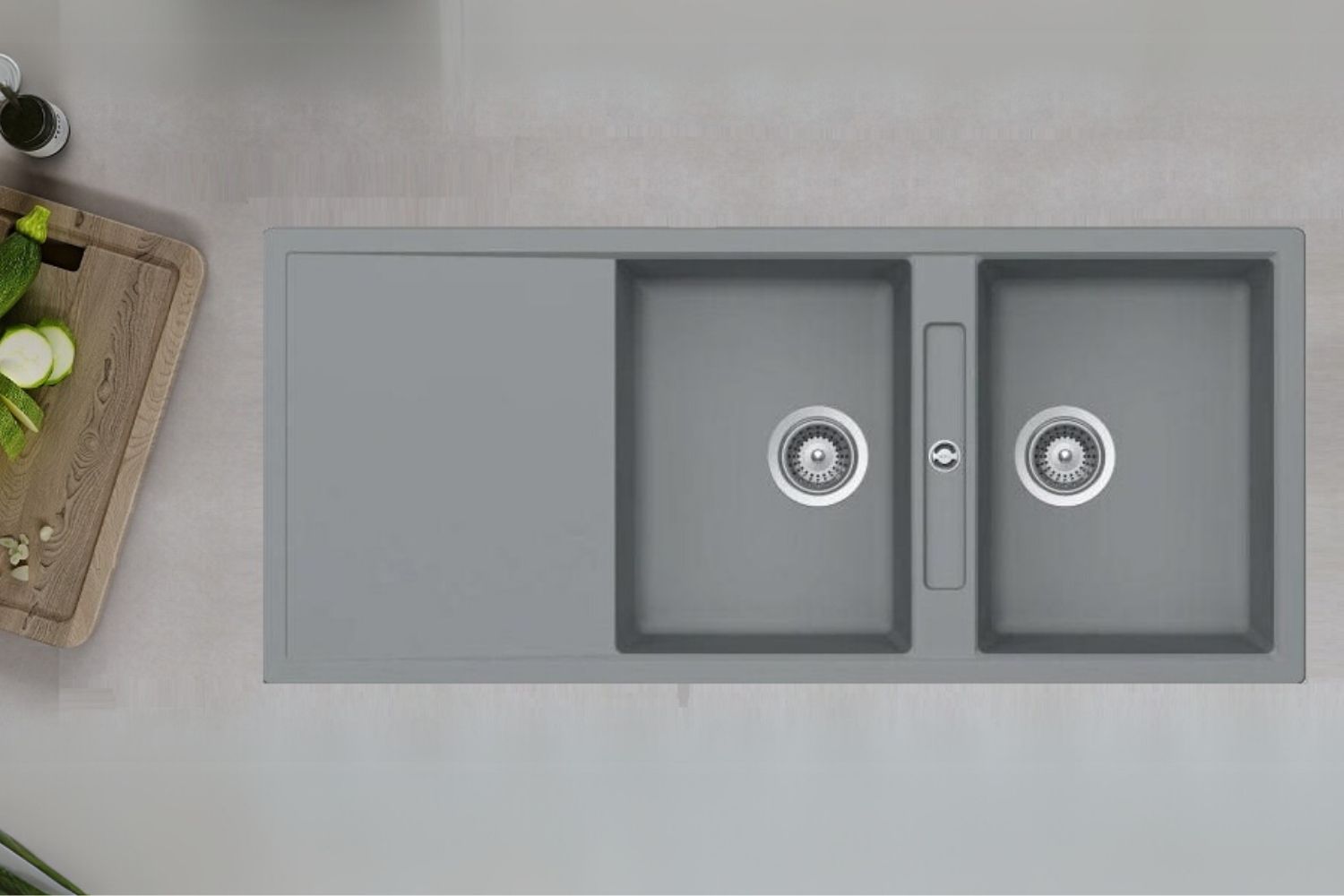 Chậu Rửa Bát 2 Hố Bằng Đá Granite Hafele HS20-GKD2S80 (570.33.530) | Màu Xám