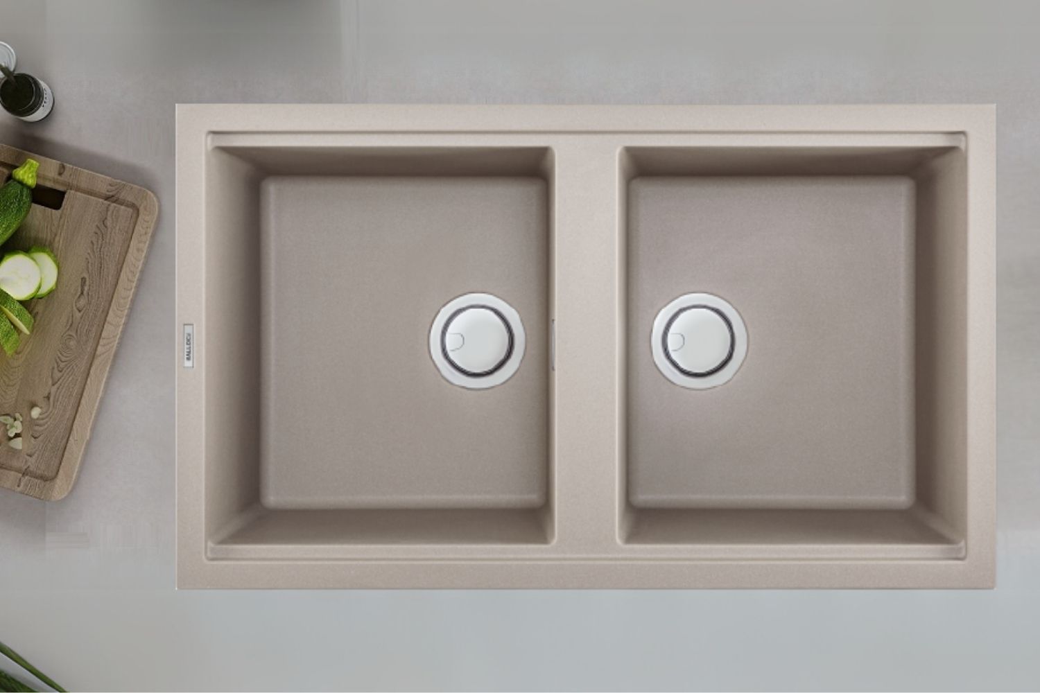 Chậu Rửa Bát 2 Hố Bằng Đá Granite Malloca TORTORA K-45043 | Màu Đất