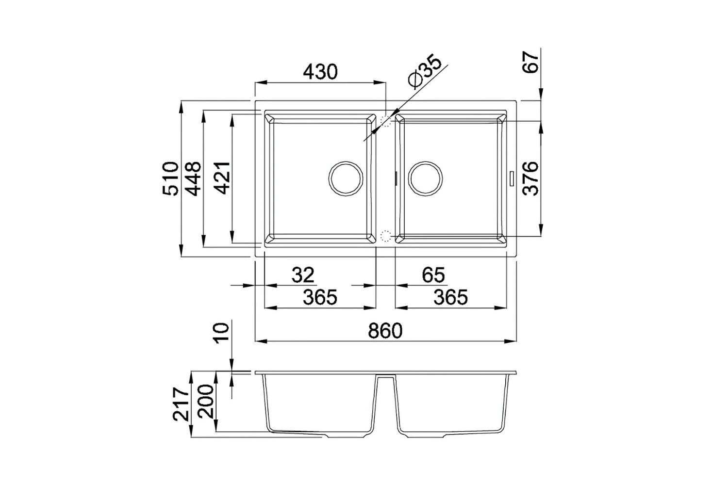Chậu Rửa Bát 2 Hố Bằng Đá Granite Malloca TORTORA K-45043 | Màu Đất