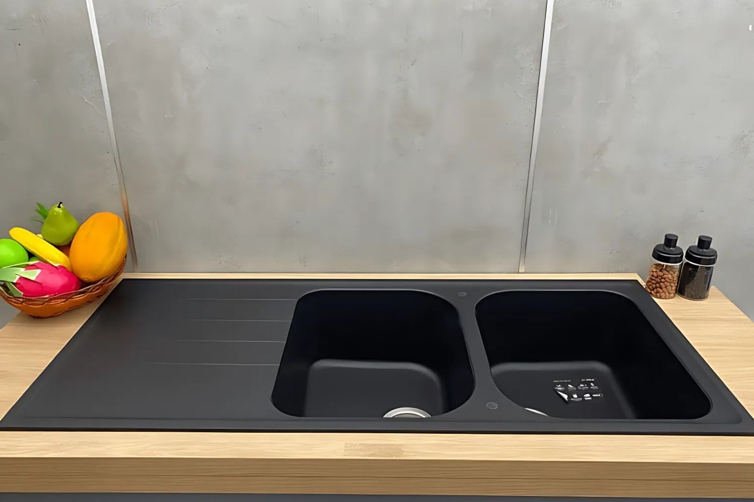 Chậu Rửa Bát 2 Hố Bằng Đá Granstone Hafele HS18-GED2R80 (570.35.360) | Màu Đen