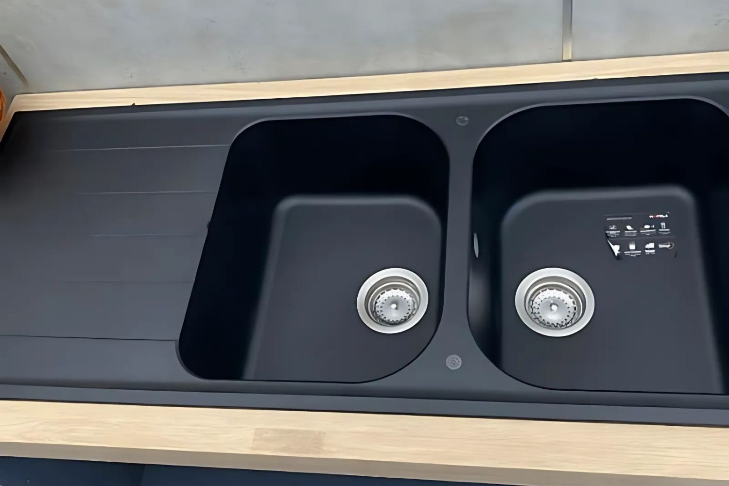 Chậu Rửa Bát 2 Hố Bằng Đá Granstone Hafele HS18-GED2R80 (570.35.360) | Màu Đen