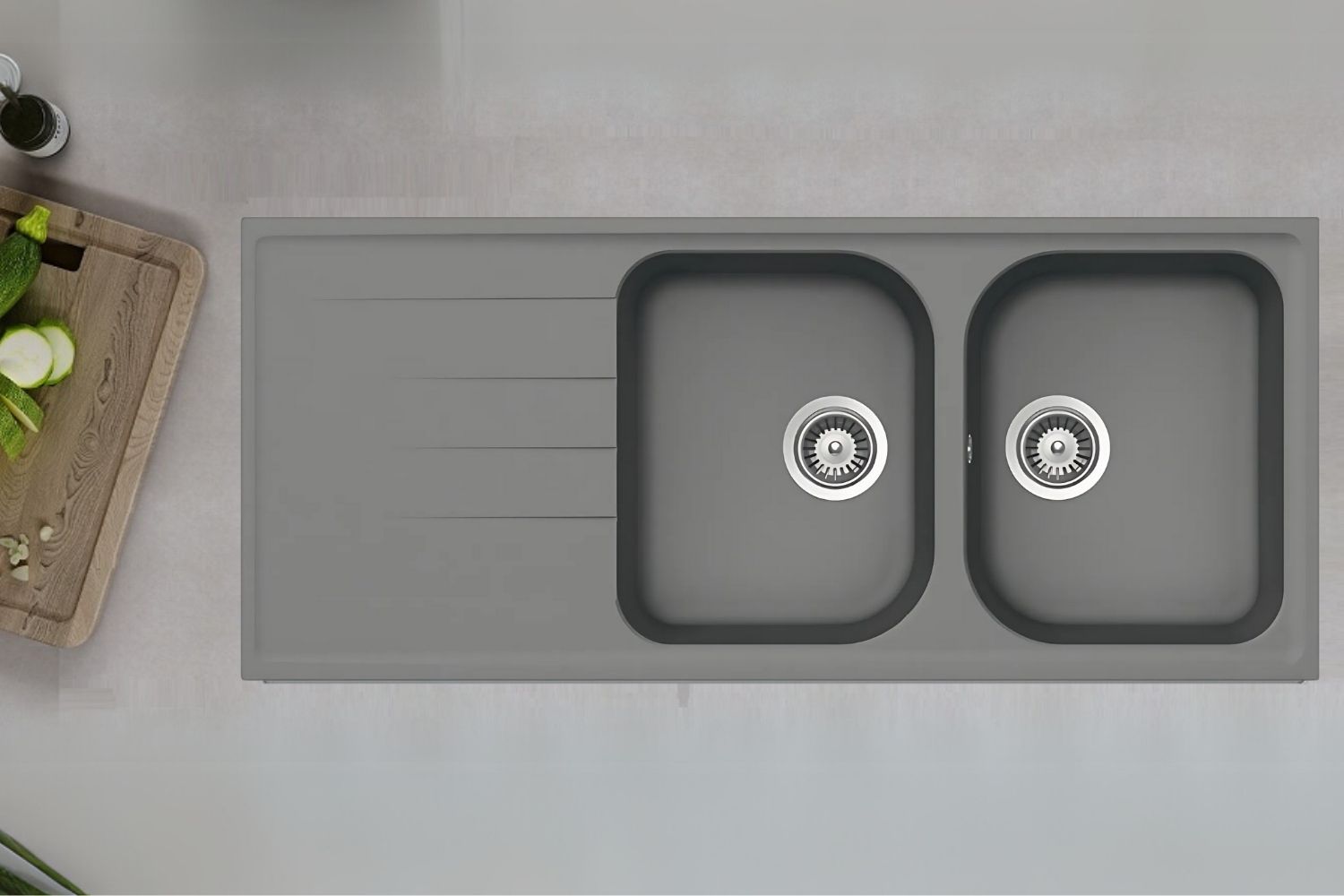 Chậu Rửa Bát 2 Hố Bằng Đá Granstone Hafele HS18-GED2R80 (570.35.560) | Màu Xám