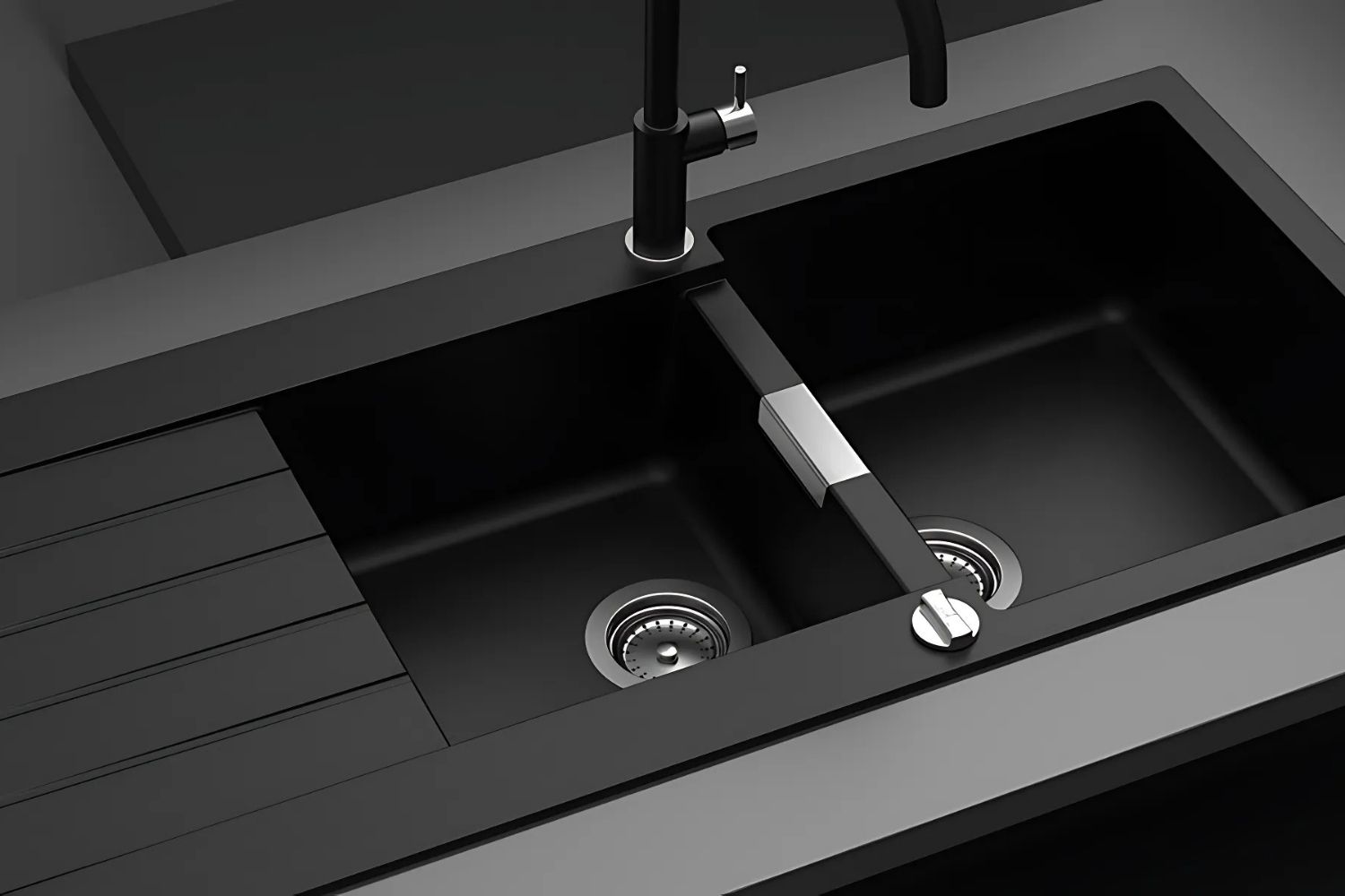 Chậu Rửa Bát 2 Hố Bằng Đá Granstone Hafele HS19-GED2S80 (570.35.370) | Màu Đen