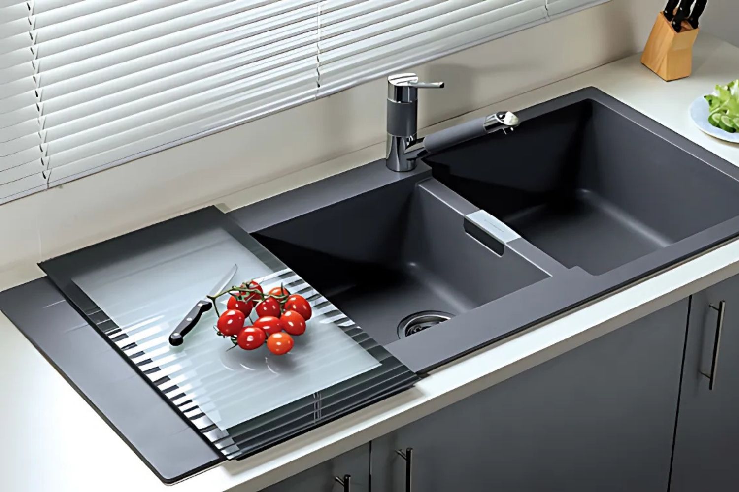 Chậu Rửa Bát 2 Hố Bằng Đá Granstone Hafele HS19-GED2S80 (570.35.370) | Màu Đen