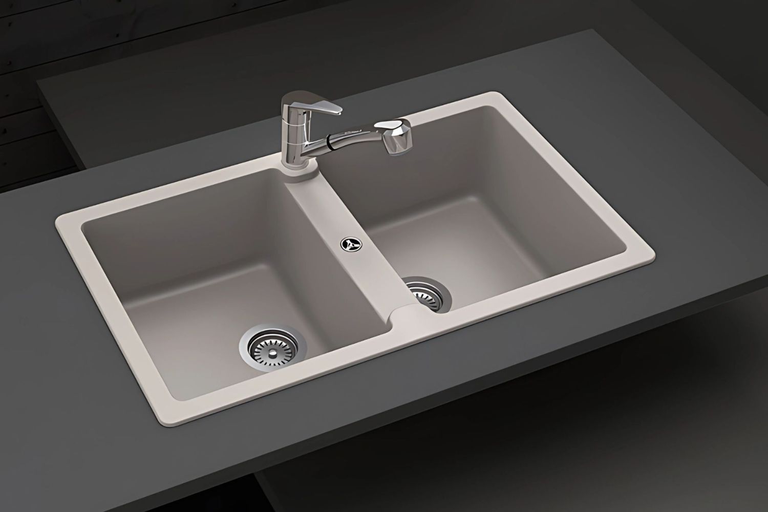 Chậu Rửa Bát 2 Hố Bằng Đá Granstone Hafele HS19-GEN2S90 (570.36.400) | Màu Kem