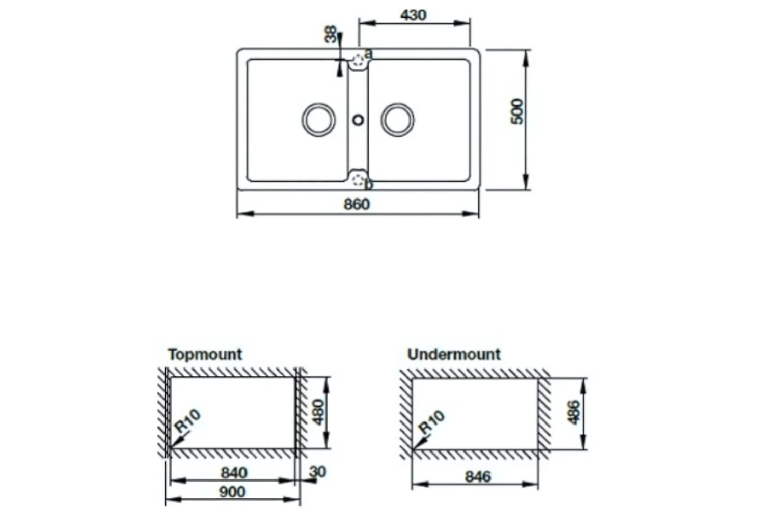 Chậu Rửa Bát 2 Hố Bằng Đá Granstone Hafele HS19-GEN2S90 (570.36.400) | Màu Kem
