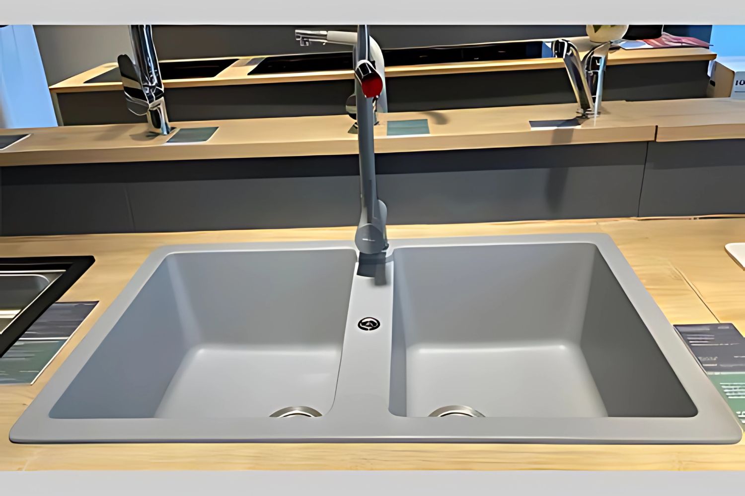 Chậu Rửa Bát 2 Hố Bằng Đá Granstone Hafele HS19-GEN2S90 (570.36.500) | Màu Xám