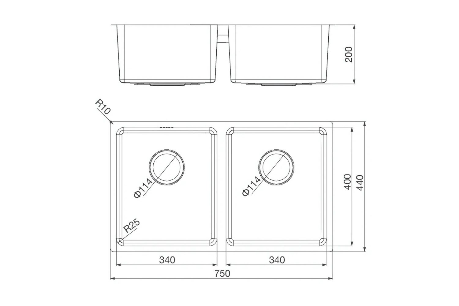 Chậu Rửa Bát 2 Hố Inox 304 Malloca MS 6075
