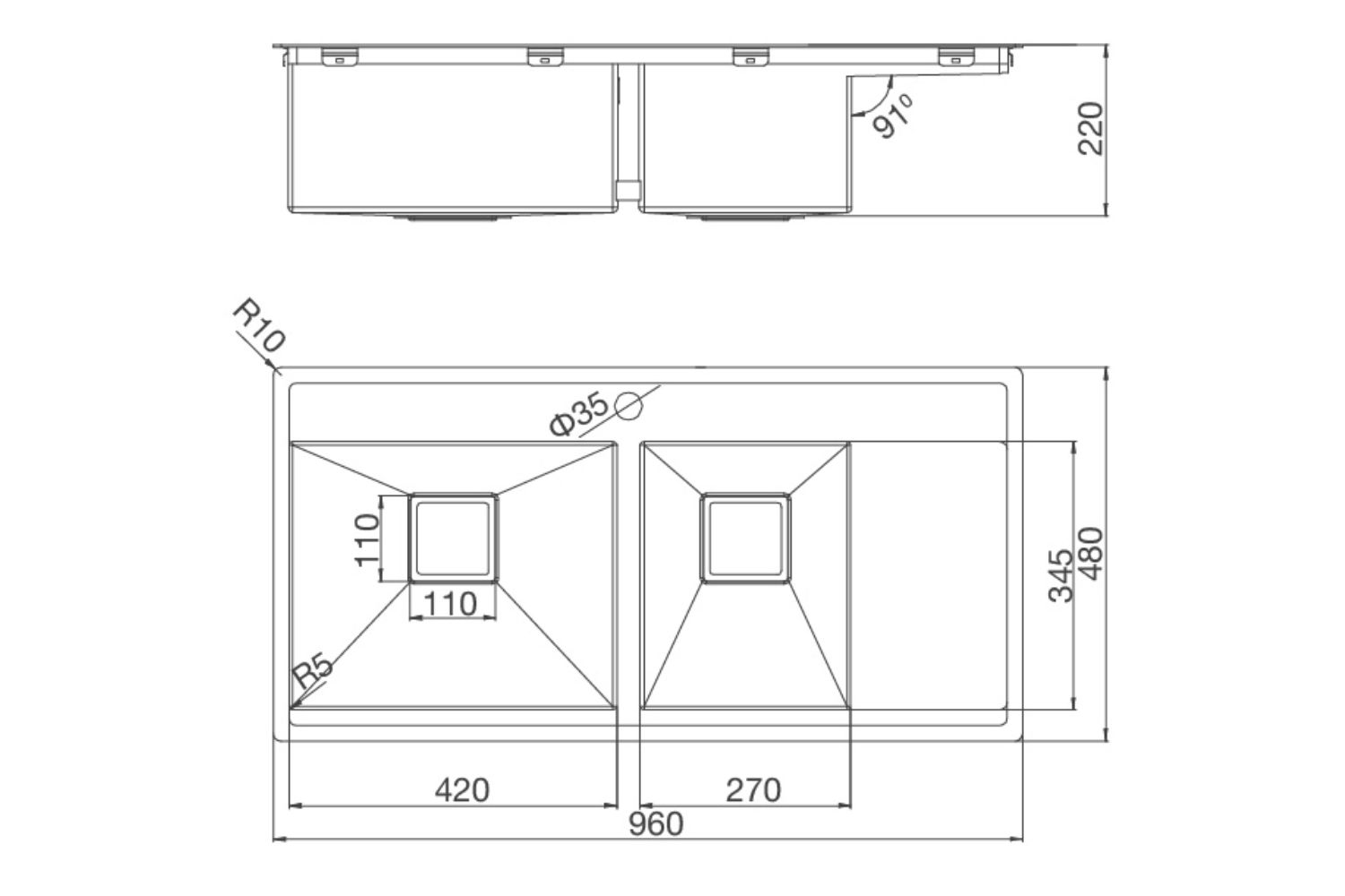 Chậu Rửa Bát 2 Hố Inox 304 Malloca MS 6305T
