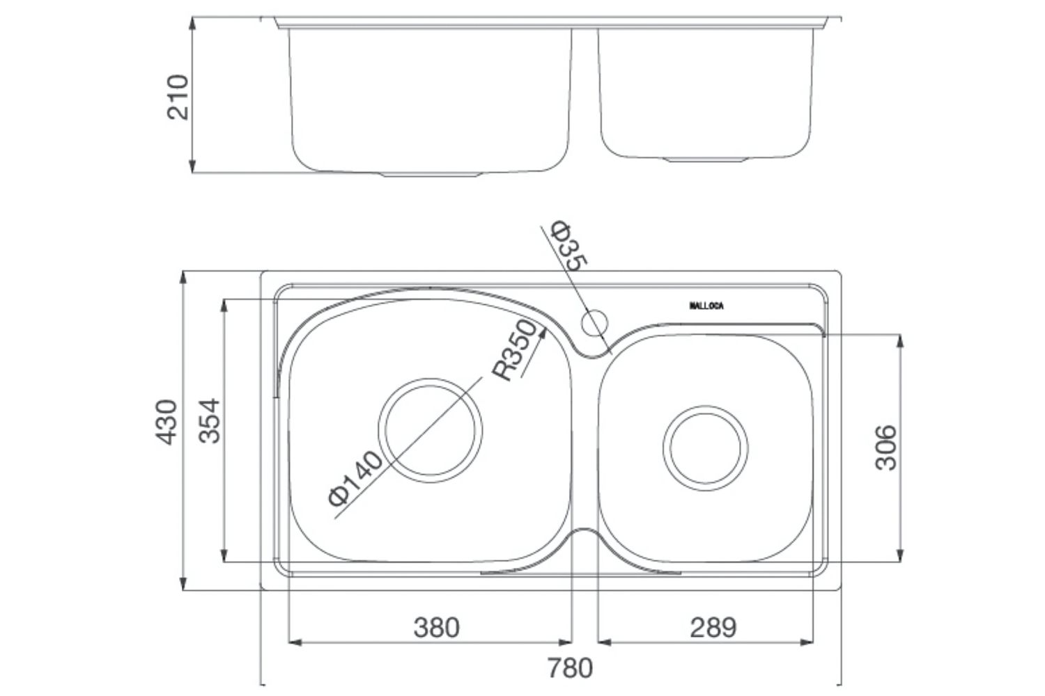 Chậu Rửa Bát 2 Hố Inox 304 Malloca MS 1011P (ECO)